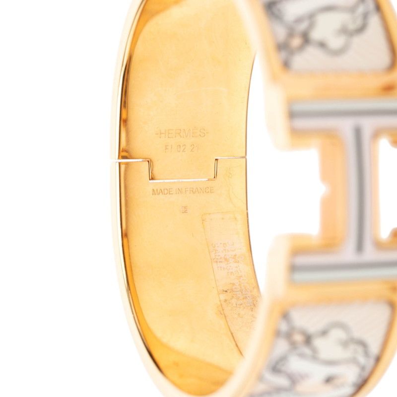 Hermes Clic Clac PM Pegasus Bracelet Bangle Gold Multicolor Plated