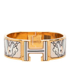 Hermes Clic Clac PM Pegasus Bracelet Bangle Gold Multicolor Plated