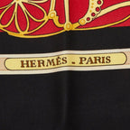 Hermes Carre 90 Nose Leather les Muserolles Scarf Black Red Multicolor Silk