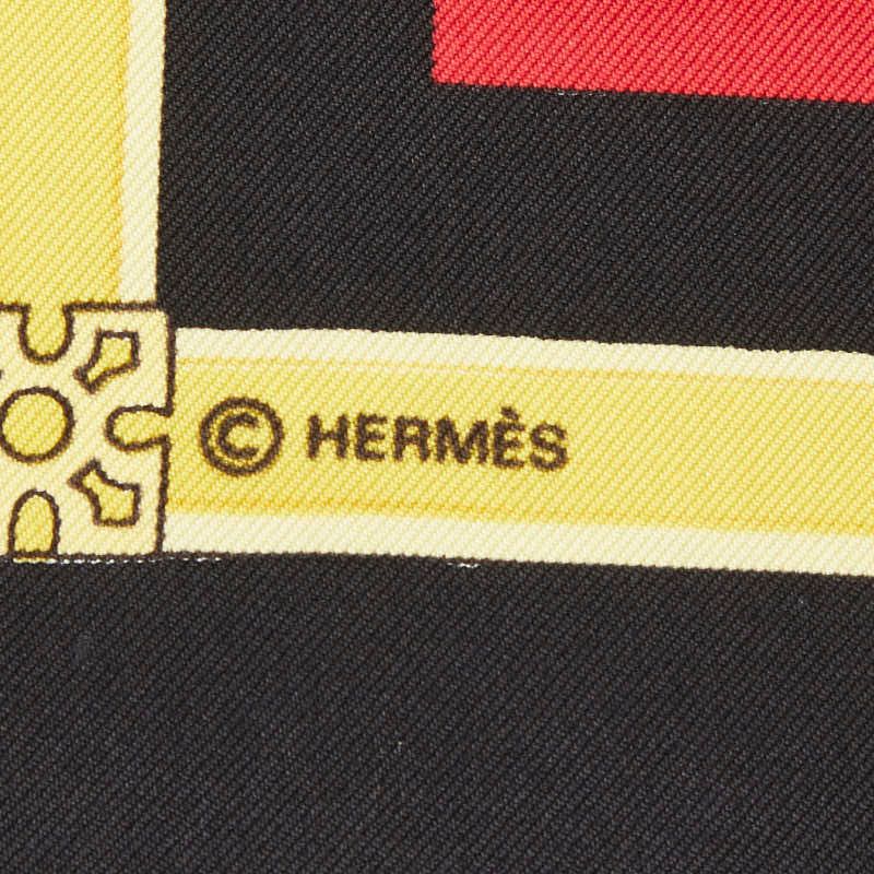 Hermes Carre 90 Nose Leather les Muserolles Scarf Black Red Multicolor Silk