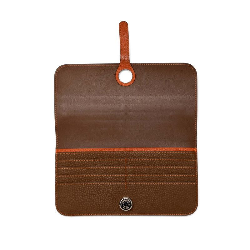 Hermes Dogon Duo GM Bifold Wallet Brown Taurillon Clemence