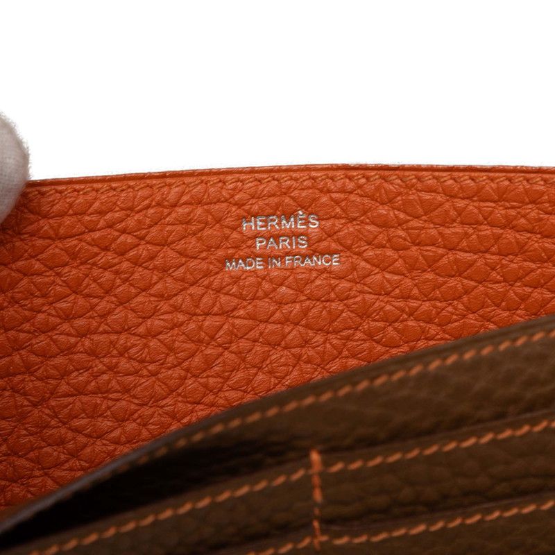 Hermes Dogon Duo GM Bifold Wallet Brown Taurillon Clemence