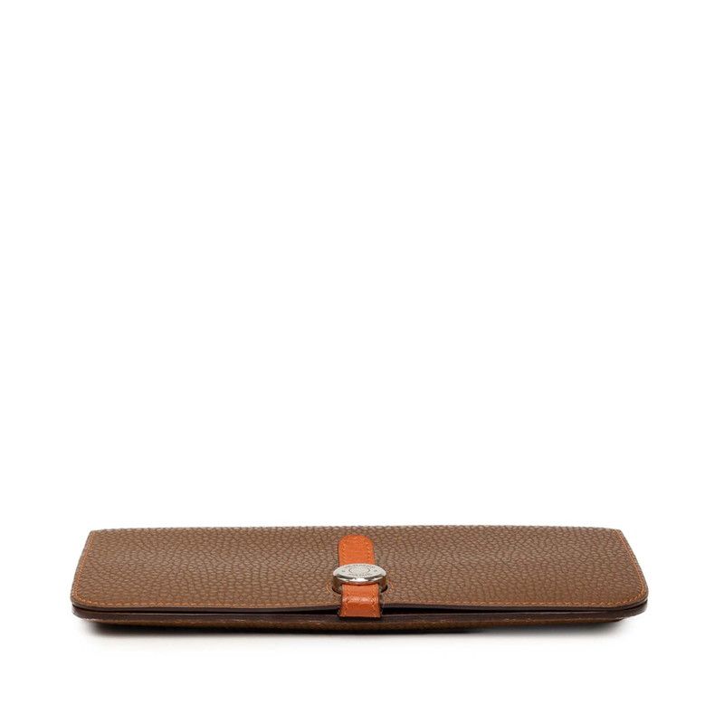 Hermes Dogon Duo GM Bifold Wallet Brown Taurillon Clemence
