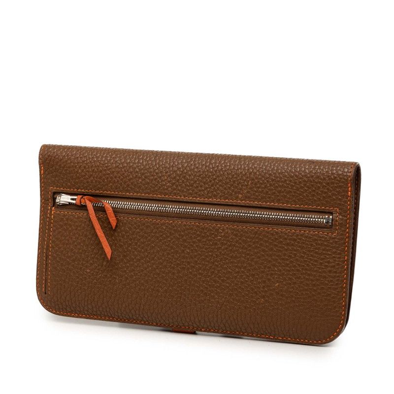 Hermes Dogon Duo GM Bifold Wallet Brown Taurillon Clemence