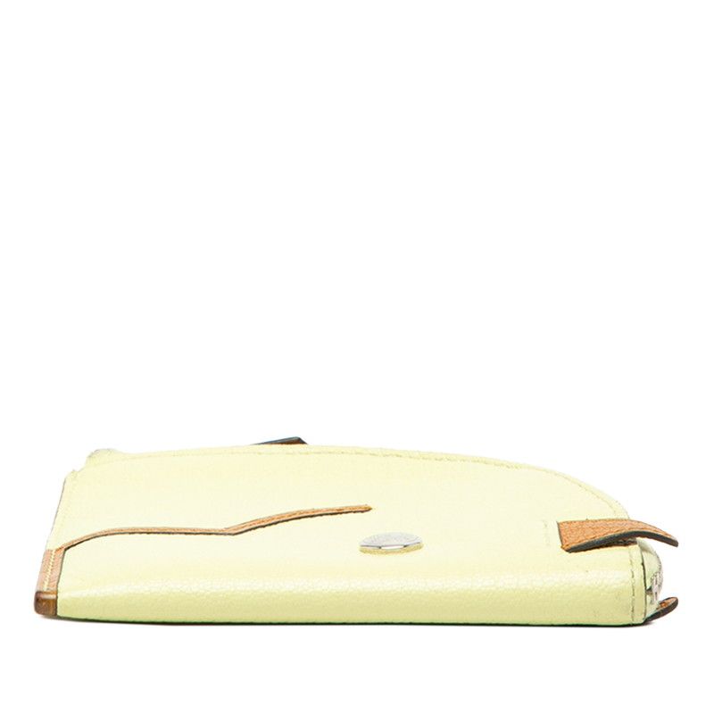 Hermes Paddock Coin Purse Mini Wallet Yellow Brown Chevre