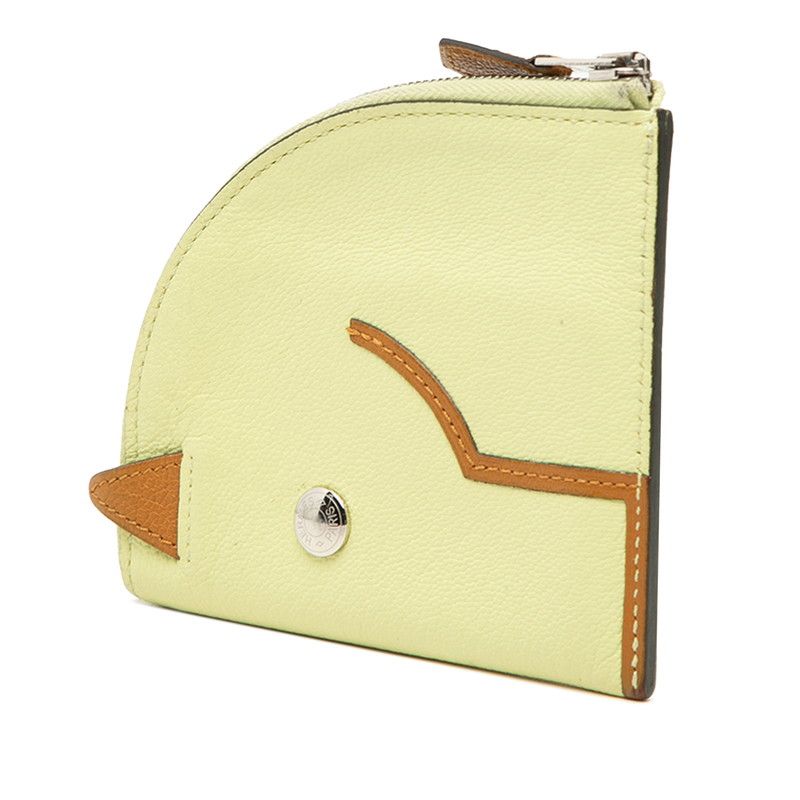 Hermes Paddock Coin Purse Mini Wallet Yellow Brown Chevre