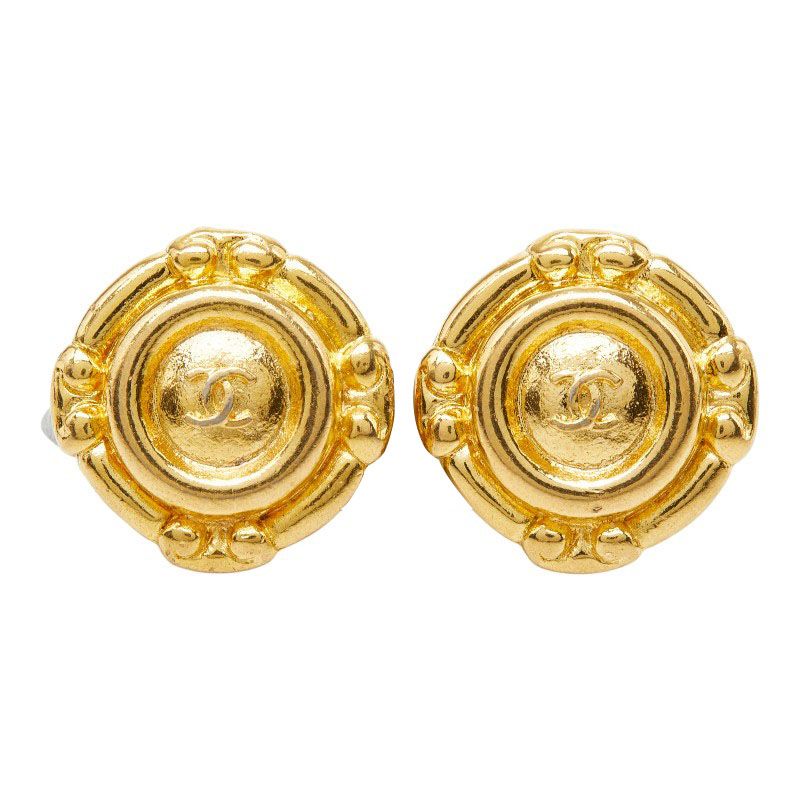 Chanel CC Logo Earrings Gold Plated