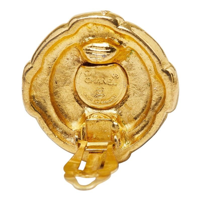Chanel CC Logo Earrings Gold Plated