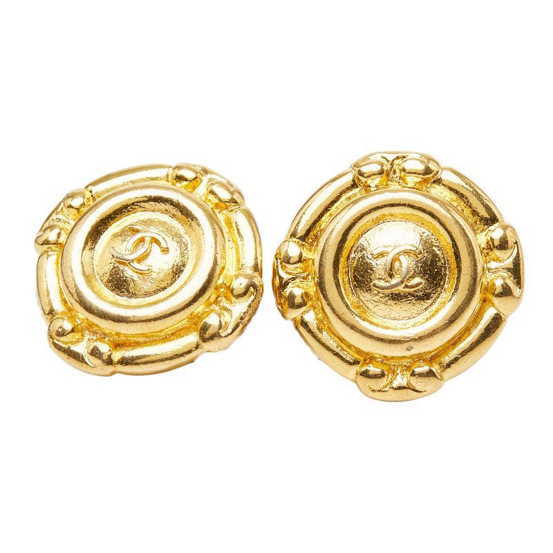Chanel CC Logo Earrings Gold Plated
