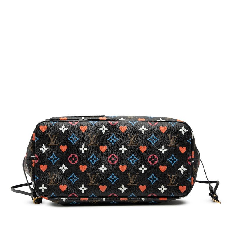 Louis Vuitton Game on Monogram Neverfull MM Tote Shoulder Bag Black Multicolor