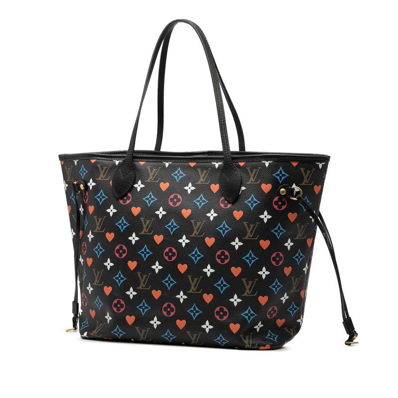 Louis Vuitton Game on Monogram Neverfull MM Tote Shoulder Bag Black Multicolor