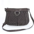 Gucci GG Canvas Abbey Leather Shoulder Bag Crossbody Brown