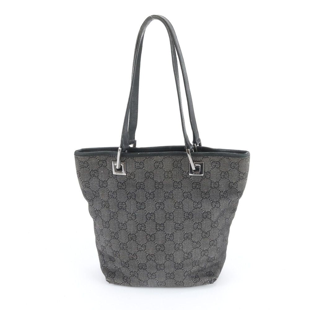 Gucci GG Canvas Leather Tote Shoulder Hand Black