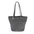 Gucci GG Canvas Leather Tote Shoulder Hand Black