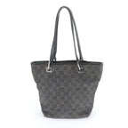 Gucci GG Canvas Leather Tote Shoulder Hand Black