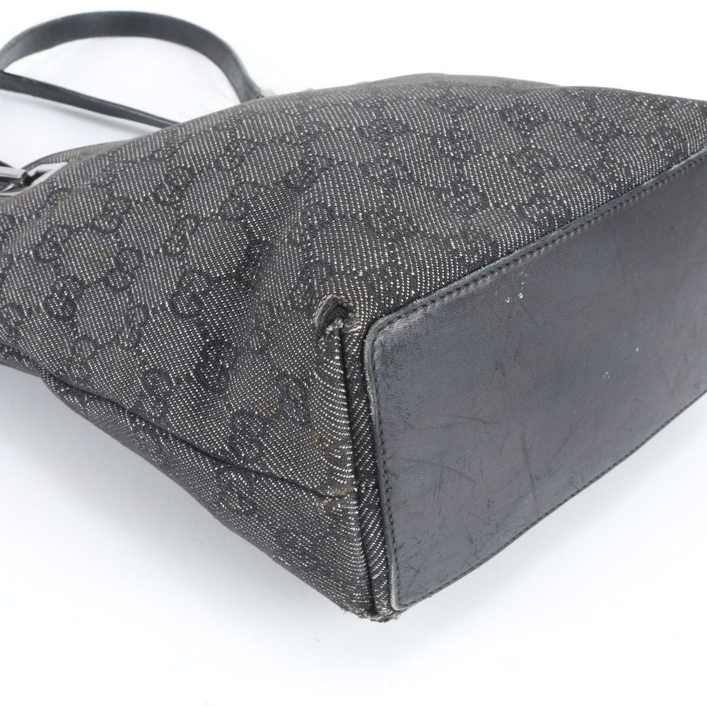 Gucci GG Canvas Leather Tote Shoulder Hand Black — view 9