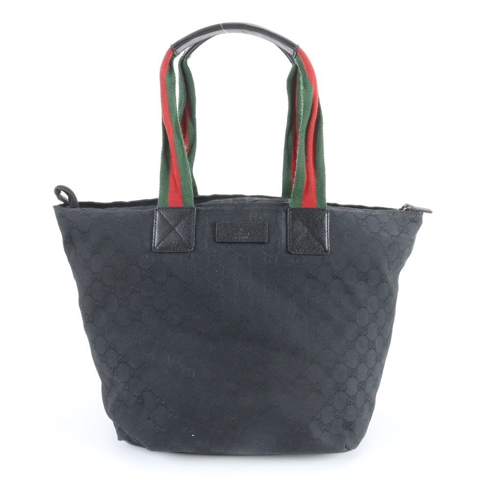 Gucci GG Canvas Sherry Line Leather Tote Shoulder Hand