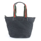 Gucci GG Canvas Sherry Line Leather Tote Shoulder Hand