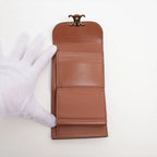 Celine Triomphe Small Flap Wallet Leather Trifold Brown Gold — view 5