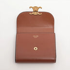 Celine Triomphe Small Flap Wallet Leather Trifold Brown Gold — view 3