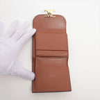 Celine Triomphe Small Flap Wallet Leather Trifold Brown Gold — view 4