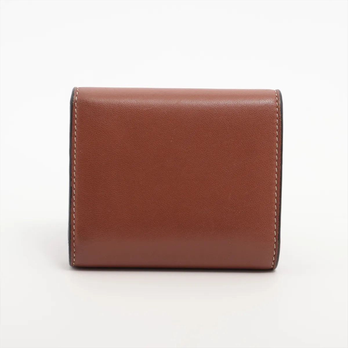 Celine Triomphe Small Flap Wallet Leather Trifold Brown Gold — view 2
