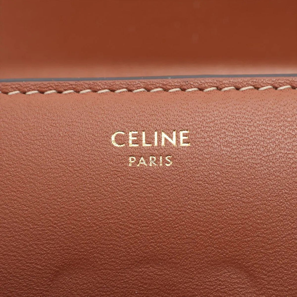 Celine Triomphe Small Flap Wallet Leather Trifold Brown Gold — view 8