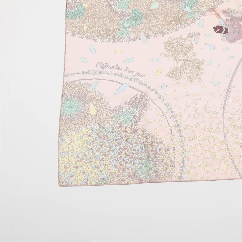 Hermes Tagged Carre 90 Offrandes D'un Jour Flower Offering Silk 100% Scarf — view 5