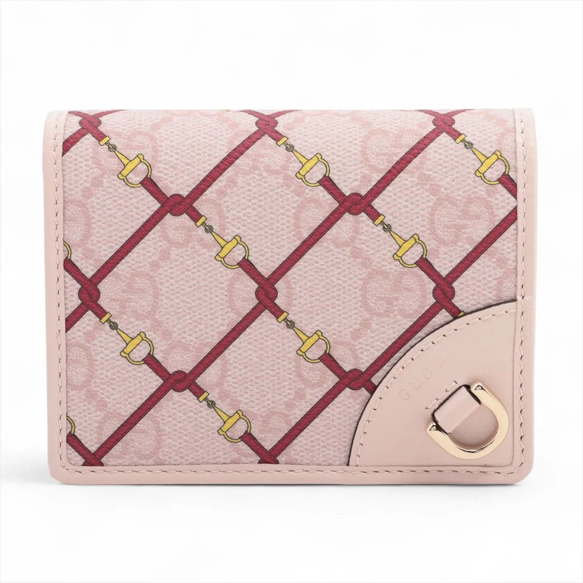 Gucci GG Emblem Compact Wallet Leather Bifold Pink