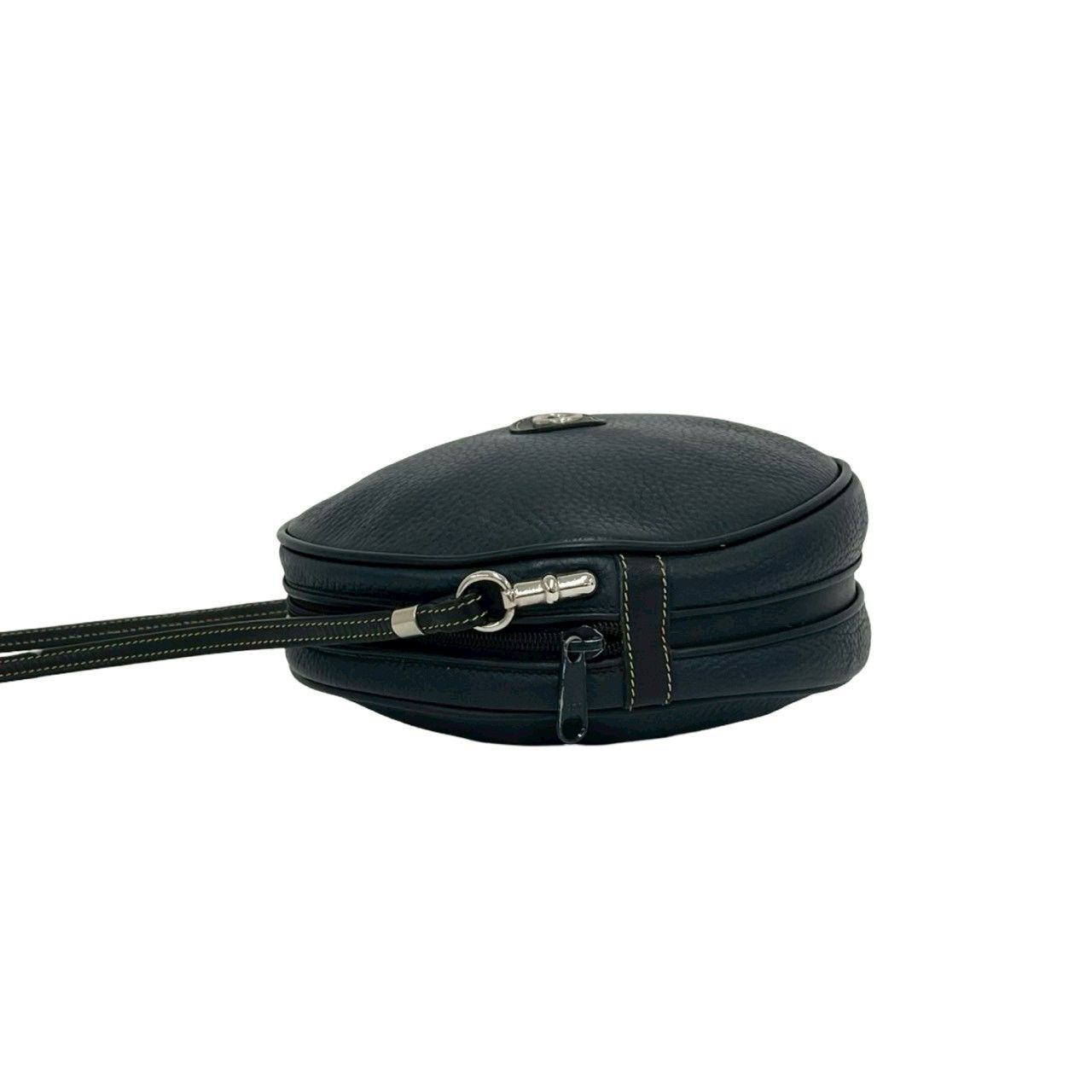 Gucci Vintage GG Logo Leather Round Mini Shoulder Bag Pochette Navy — view 5