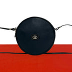 Gucci Vintage GG Logo Leather Round Mini Shoulder Bag Pochette Navy