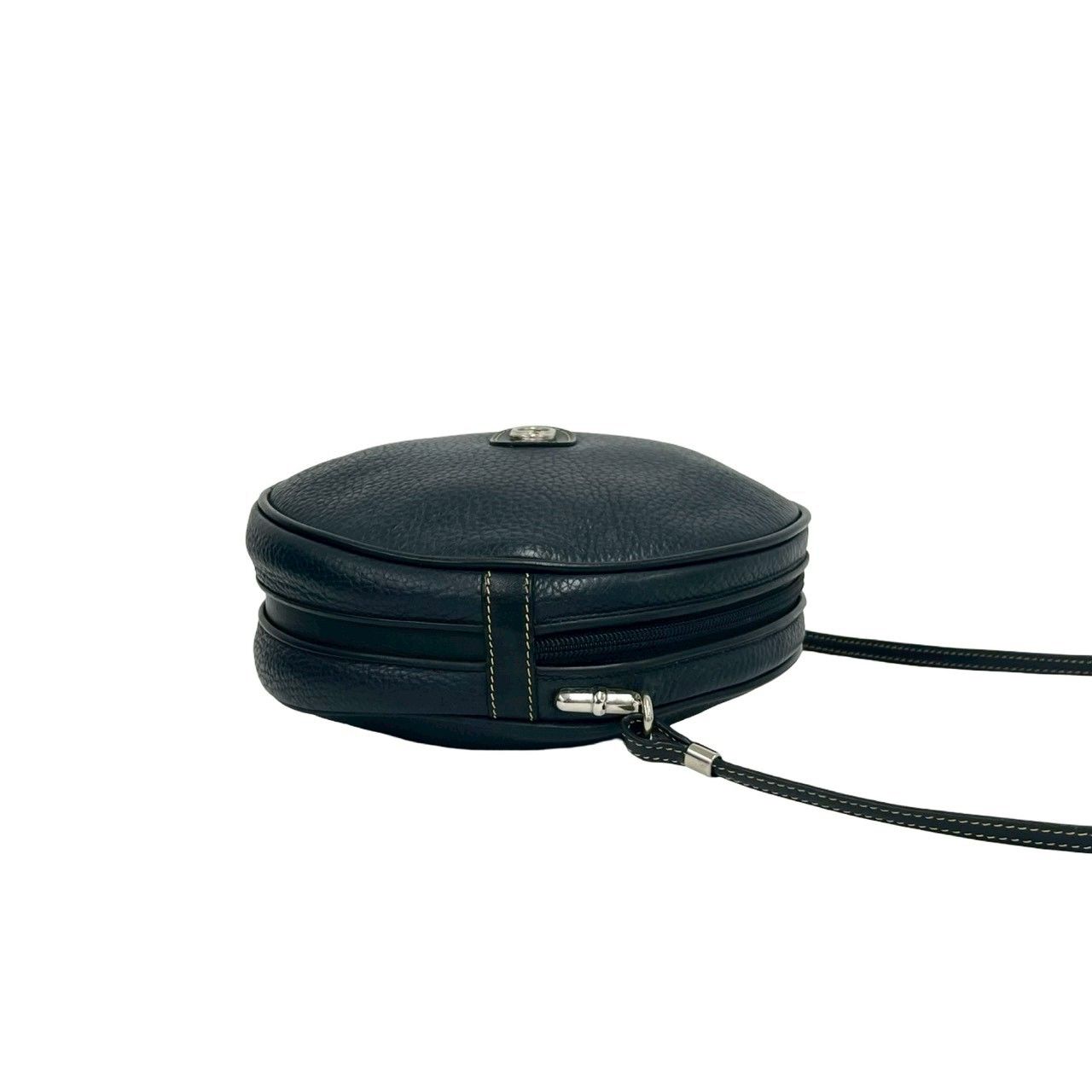 Gucci Vintage GG Logo Leather Round Mini Shoulder Bag Pochette Navy — view 6