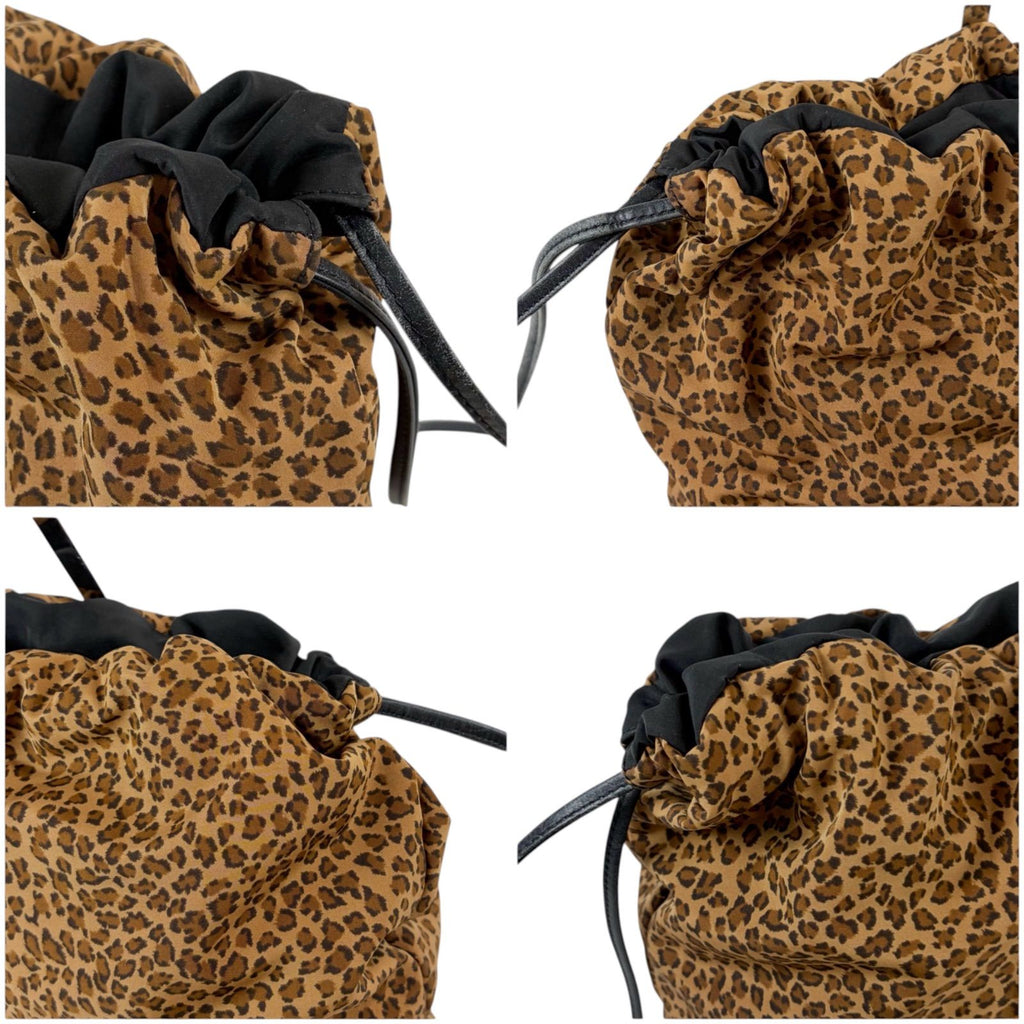 Bottega Veneta Reversible Backpack Nappa Sac Black Leopard Nylon Canvas — view 7