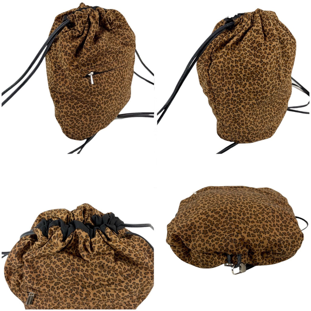 Bottega Veneta Reversible Backpack Nappa Sac Black Leopard Nylon Canvas — view 6