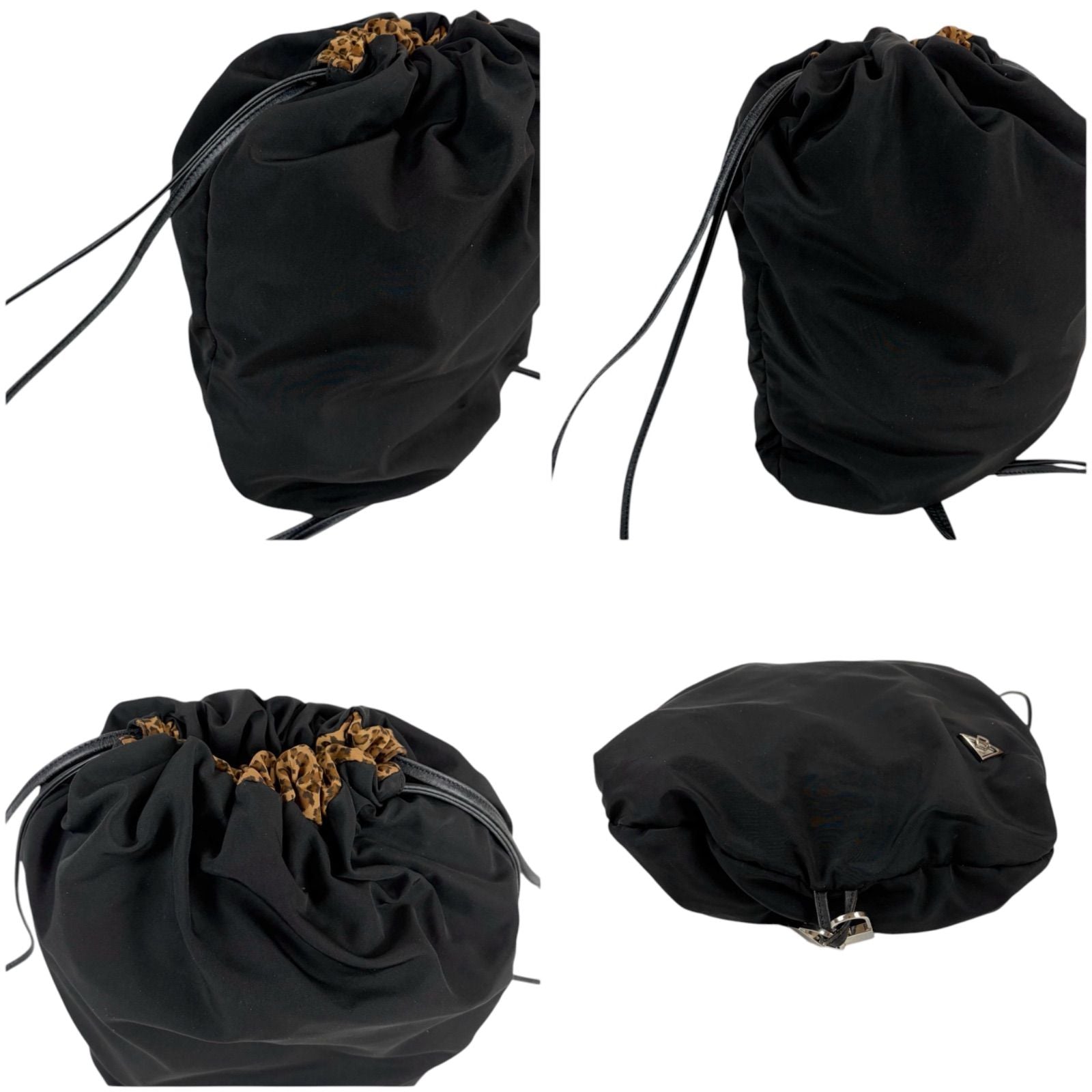 Bottega Veneta Reversible Backpack Nappa Sac Black Leopard Nylon Canvas — view 9