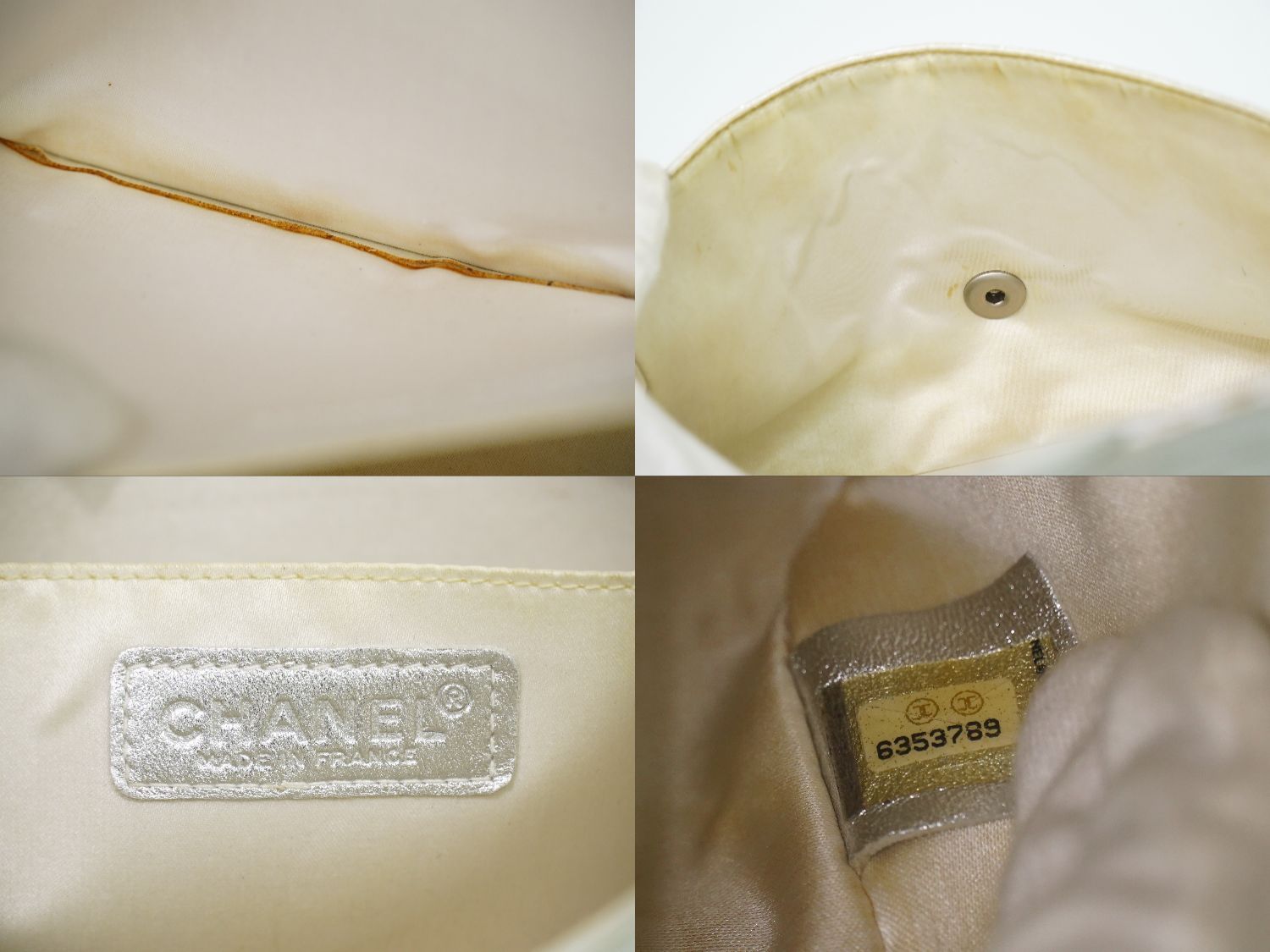 Chanel New Travel Line Choco Bar Chain Shoulder Bag Canvas Pearl White — view 9