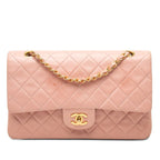 Chanel CC Logo Quilted Chain Shoulder Bag Pink Lambskin