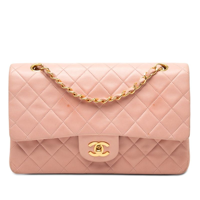 Chanel CC Logo Quilted Chain Shoulder Bag Pink Lambskin