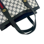 Gucci Vintage Sherry Line GG Logo Pattern Leather Tote Navy — view 4