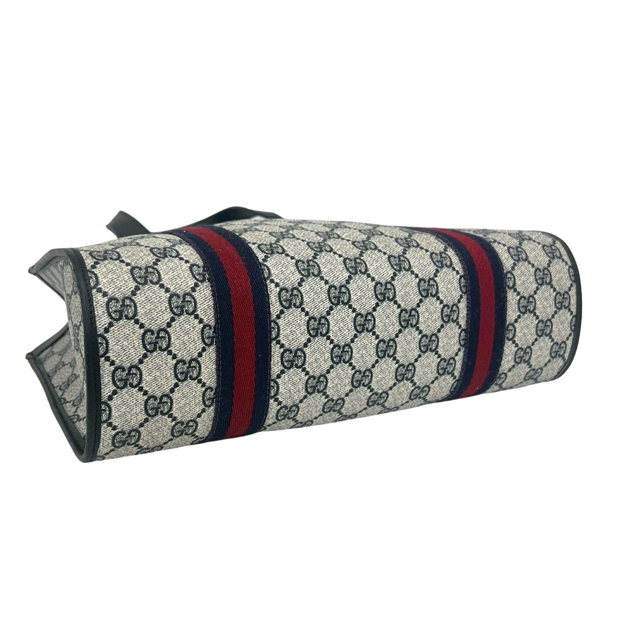 Gucci Vintage Sherry Line GG Logo Pattern Leather Tote Navy — view 7
