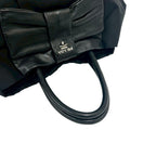 Prada Logo Tessuto Nylon Ribbon Motif Leather Tote Black — view 4