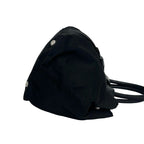 Prada Logo Tessuto Nylon Ribbon Motif Leather Tote Black — view 6