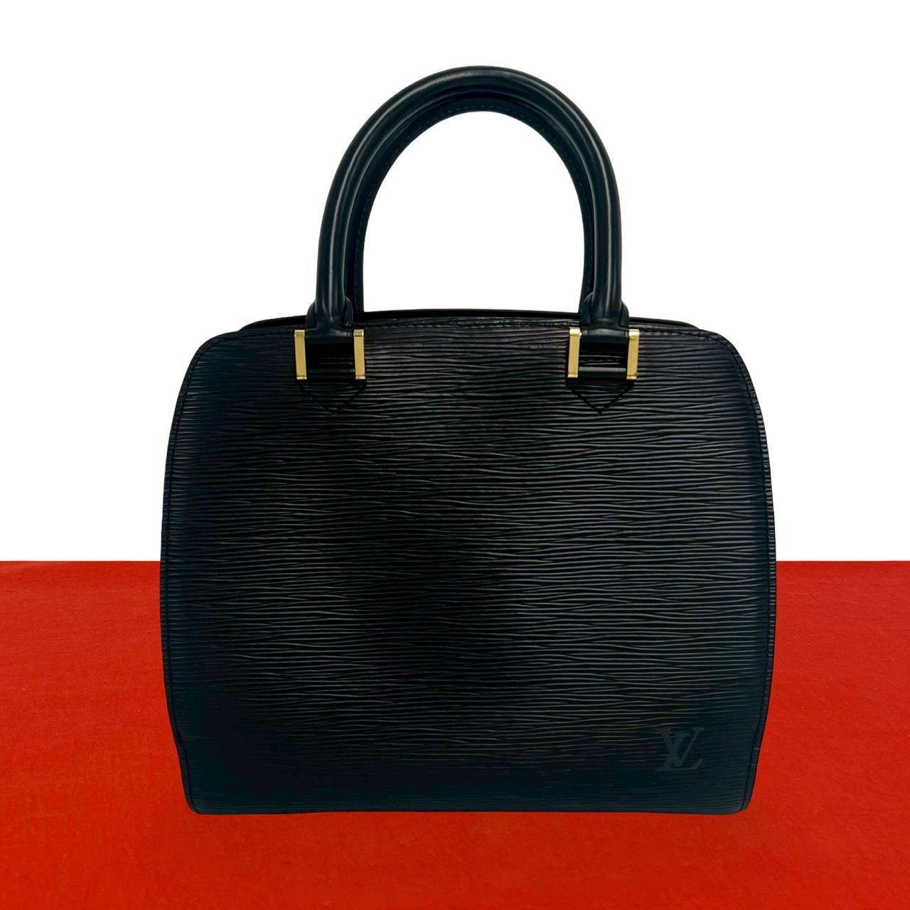 Louis Vuitton Pont Neuf Epi Leather Gold Boston Bag Noir Black
