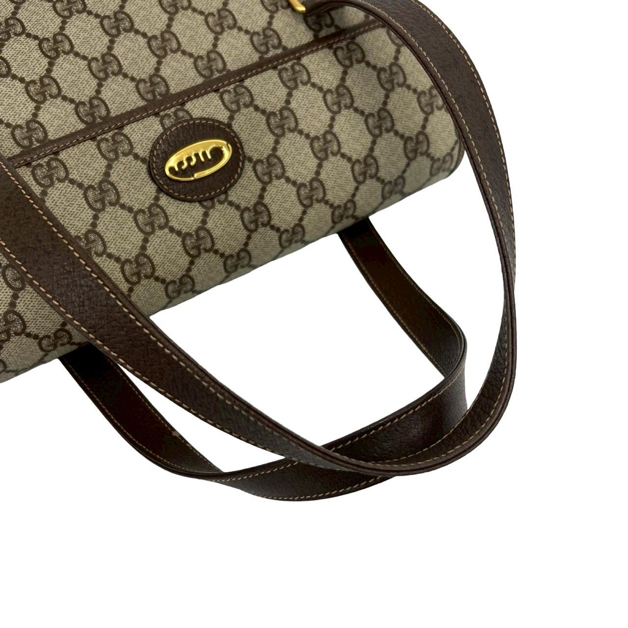 Gucci Vintage GG Pattern Logo Leather Tote Shoulder Bag Brown — view 4