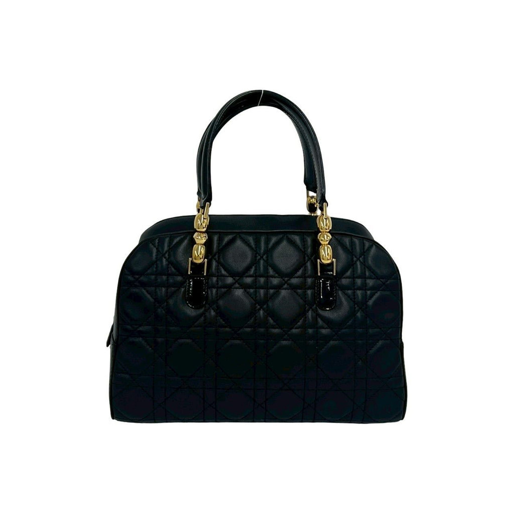 Dior Maris Pearl Cannage Stitch Leather Handbag Black with Card — view 3