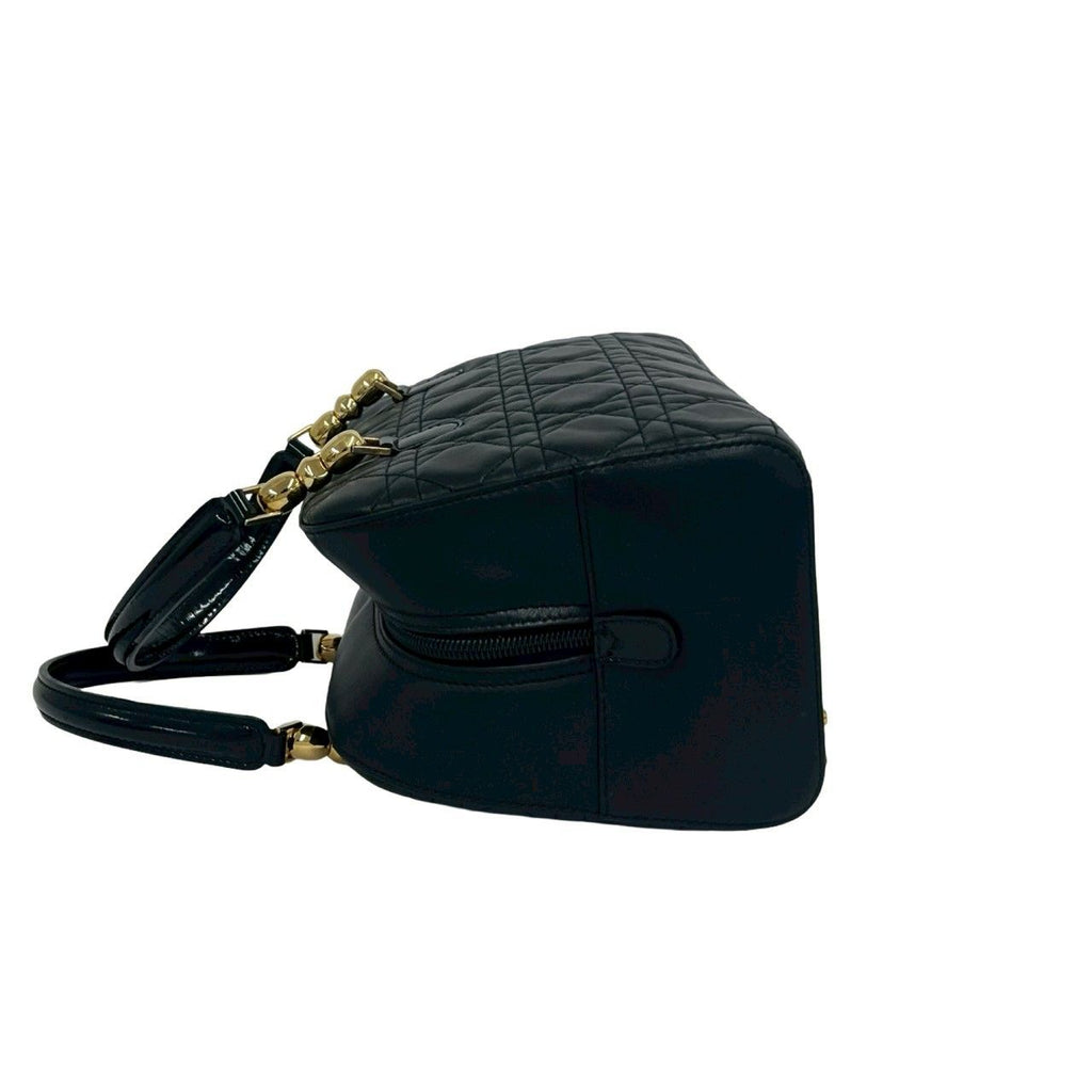 Dior Maris Pearl Cannage Stitch Leather Handbag Black with Card — view 5