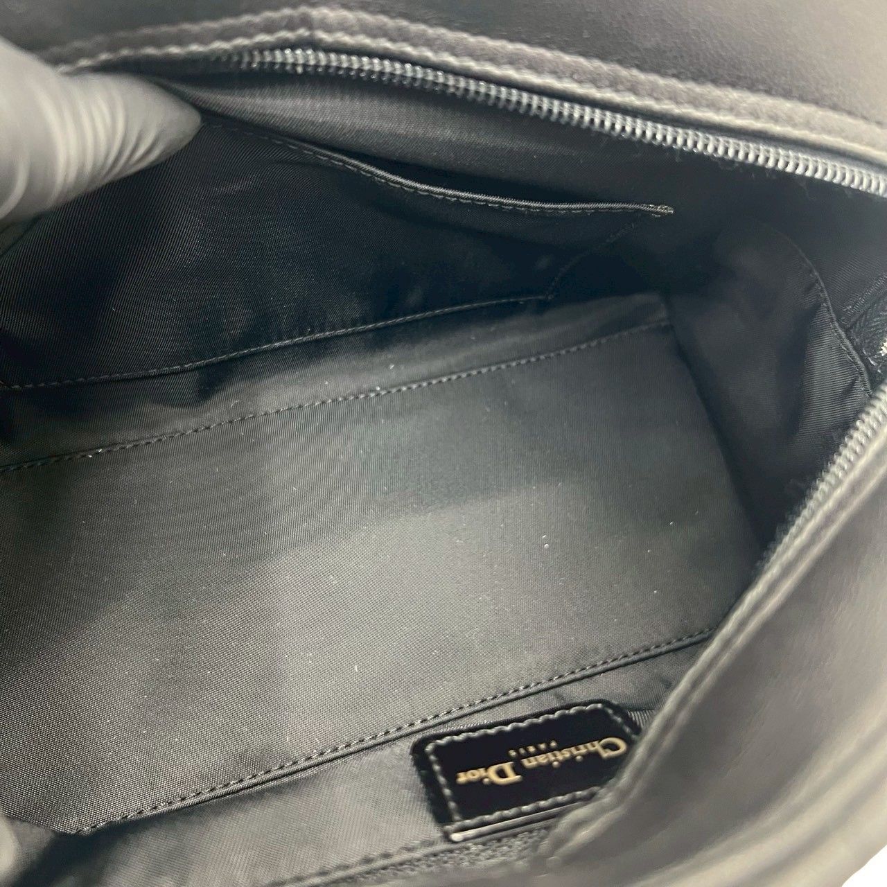 Dior Maris Pearl Cannage Stitch Leather Handbag Black with Card — view 9