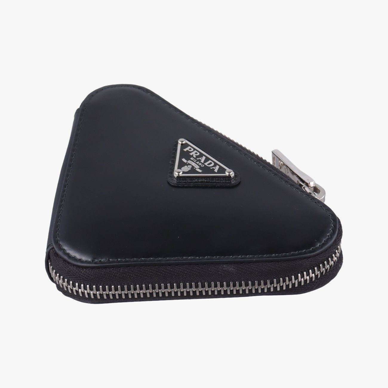 Prada Triangle Chain Pouch Black Leather — view 4