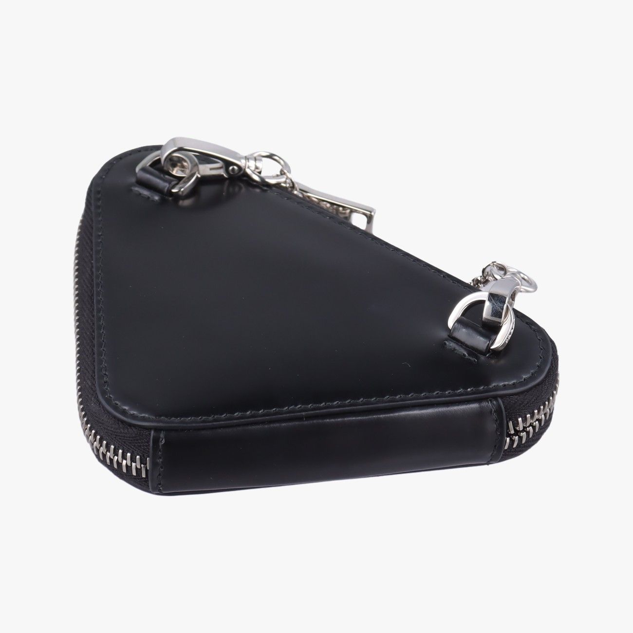 Prada Triangle Chain Pouch Black Leather — view 6