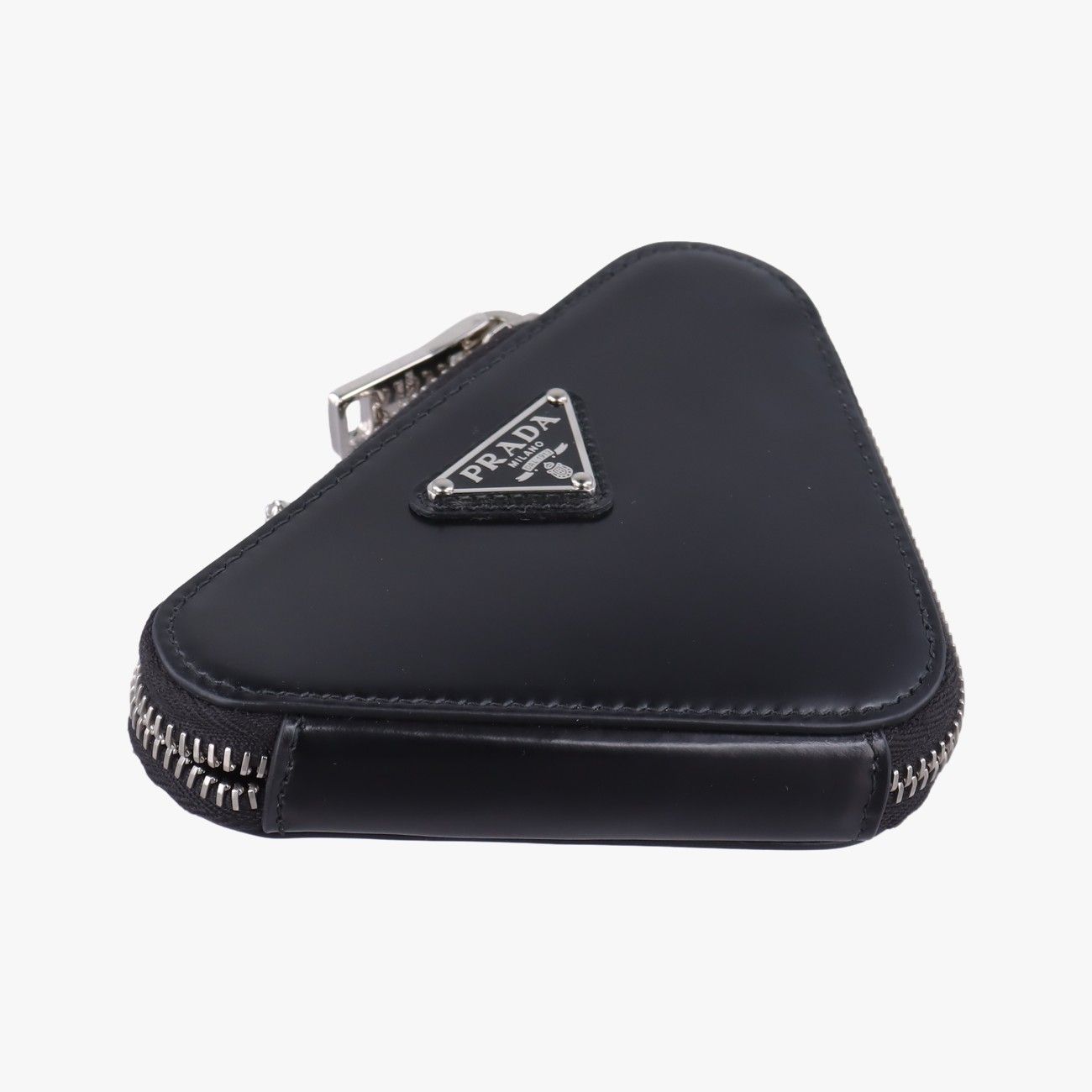 Prada Triangle Chain Pouch Black Leather — view 5